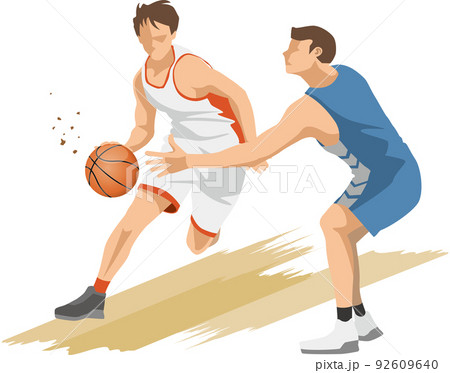 ドリブルをして走っている男子バスケットボール選手のイメージイラスト ドリブルをして走っている男子バスケットボール選手のイメージイラスト 92609640