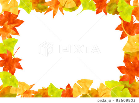 水彩イラスト 紅葉 フレーム ポストカード 92609903