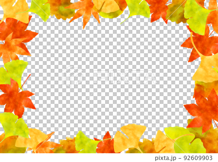 水彩イラスト 紅葉 フレーム ポストカード 92609903