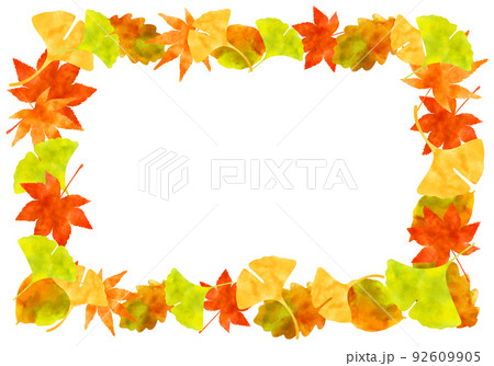 水彩イラスト 紅葉 フレーム ポストカード 92609905