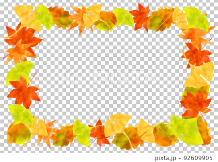 水彩イラスト 紅葉 フレーム ポストカード 92609905