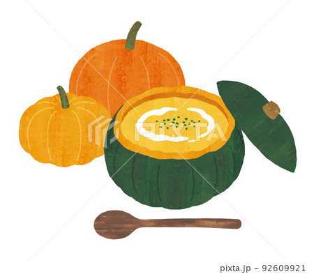 カボチャスープ水彩画 92609921