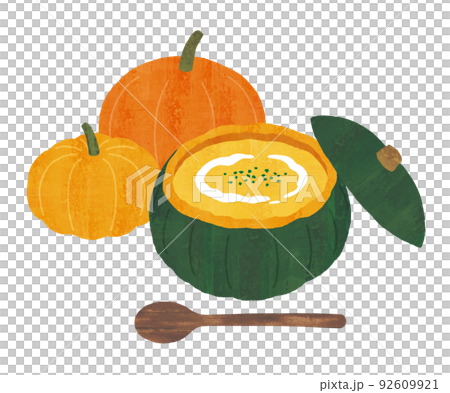 カボチャスープ水彩画 92609921