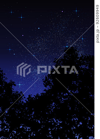 ベクター背景素材 夜空 森のイラスト素材