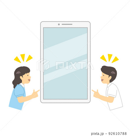 スマホと男女：ひらめき 92610788