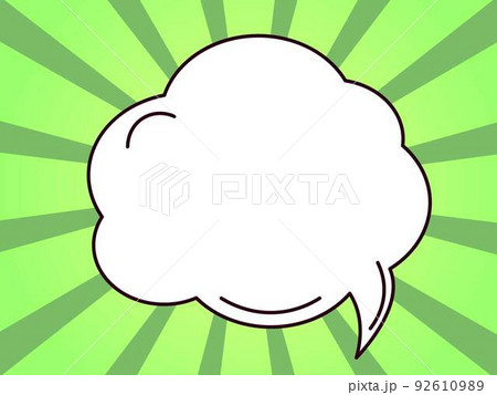 漫画 丸の吹き出し 集中線 背景 ビックリ ポップ コメント 緑色 壁紙 イラスト	 92610989