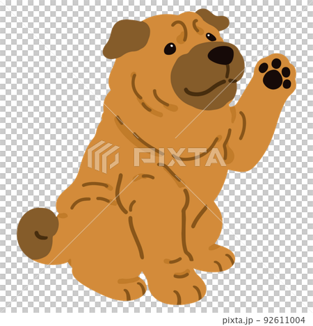 Simple and cute illustration of Shar Pei waving without main line Simple and cute illustration of Shar Pei waving without main line 92611004