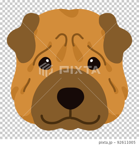 Simple and cute illustration of the front face of Shar Pei without main line 92611005