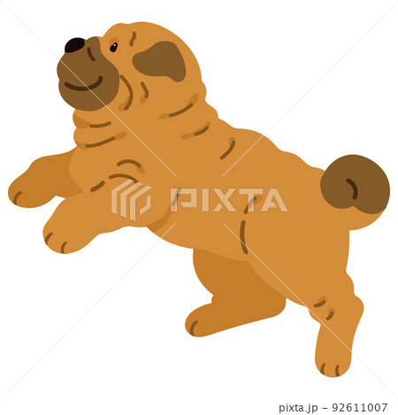 ジャンプするシンプルで可愛いシャー・ペイのイラスト　主線なし 92611007