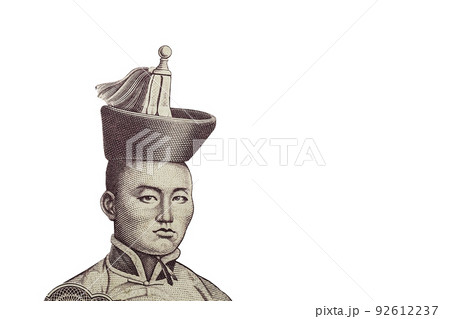 Damdin Sukhbaatar on a white background. Portrait from a Mongolian one hundred tugrik banknote. Damdin Sukhbaatar on a white background. Portrait from a Mongolian one hundred tugrik banknote. 92612237