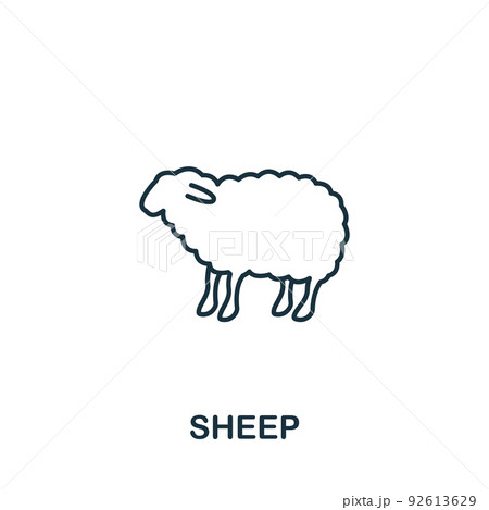 Sheep icon. Monochrome simple Sheep icon for templates, web design and infographics 92613629