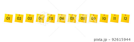 Bullet points numbers. Colorful list markers from 1 to 12. Vector design elements set for modern infographic. 92615944