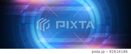 Abstract circle digital background with geometric design and digital network 92616186