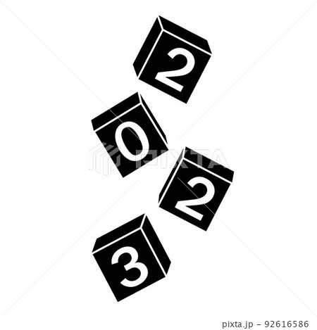Calendar for Christmas, new year falling cubes with the number 2023, stencil icon, vector illustration Calendar for Christmas, new year falling cubes with the number 2023, stencil icon, vector illustration 92616586