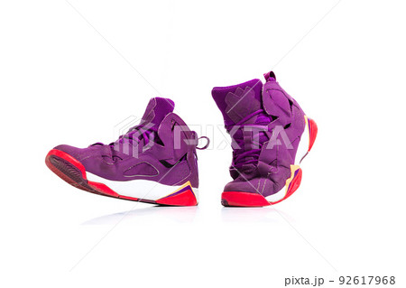 Colorful, purple sneakers isolated over white studio background. Comfortable shoes, sport 92617968