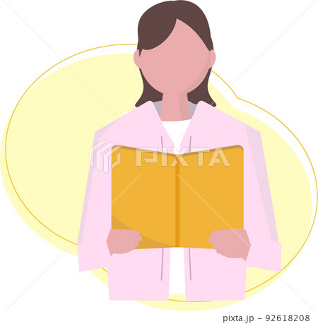 本を読む女性 読書 人物 イラスト	 92618208