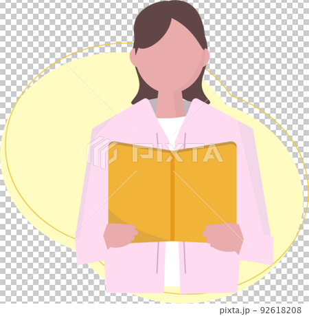 本を読む女性 読書 人物 イラスト	 92618208