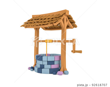 Cartoon wishing well isolated on white background, 3D Rendering 92618707