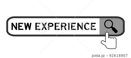 Search banner in word new experience with hand over magnifier icon on white background 92618907