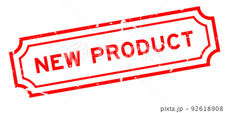 Grunge red new product word rubber seal stamp on white background 92618908