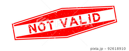 Grunge red not valid word hexagon rubber seal stamp on white background 92618910