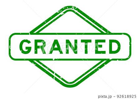 Grunge green granted word rubber seal stamp on white background 92618925