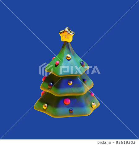 Christmas tree and gift boxes under snow clay 92619202