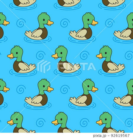 Premium Photo | Cartoon ducks in different poses with flowers and grass  generative ai