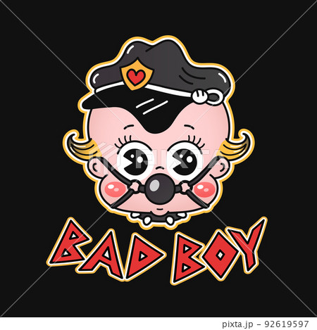 Funny bad boy print for t shirt. Vector line doodle traditional retro cartoon illustration. Bad boy quote. Funny vintage cartoon print poster,t-shirt,sticker concept 92619597
