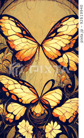 Colorful multicolored bright picture. Painted bright multicolored butterflies. Abstract colorful background. 92619940