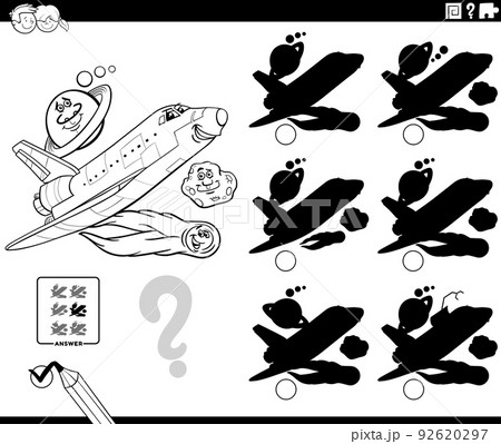 shadows game with cartoon space shuttle coloring page 92620297