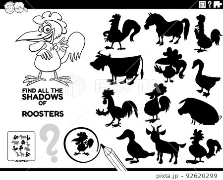 shadow game with cartoon rooster coloring page 92620299