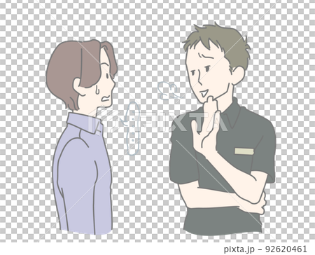 接客態度が悪い店員に唖然とする男性客 接客態度が悪い店員に唖然とする男性客 92620461