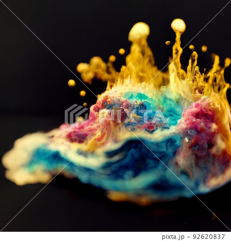 Multicolored ink in water. An explosion of color and contrast. Colorful ink dissolved in water. Perfect for phone wallpaper or for posters. 92620837