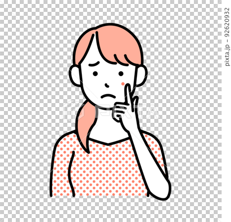 ニキビ　シミ　悩む　女性 92620932