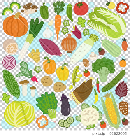 Various fresh vegetables background illustration watercolor 92622005