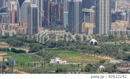 Dubai luxury residential district with golf club timelapse. Dubai luxury residential district with golf club timelapse. 92622292
