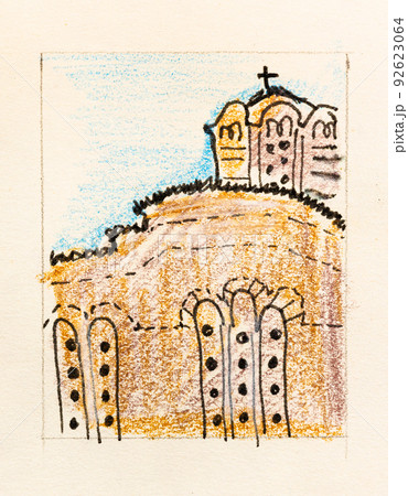 sketch of ancient church in Athens city hand-drawn sketch of ancient church in Athens city hand-drawn 92623064