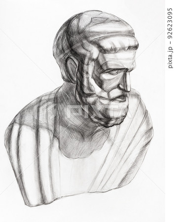study drawing of plaster bust of Sophocles 92623095