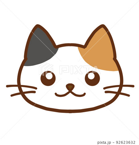 シンプルな三毛猫の顔アップのイラスト素材 [92623632] - PIXTA
