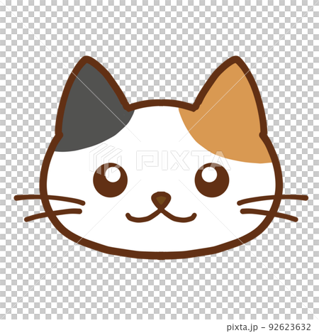 シンプルな三毛猫の顔アップのイラスト素材 [92623632] - PIXTA