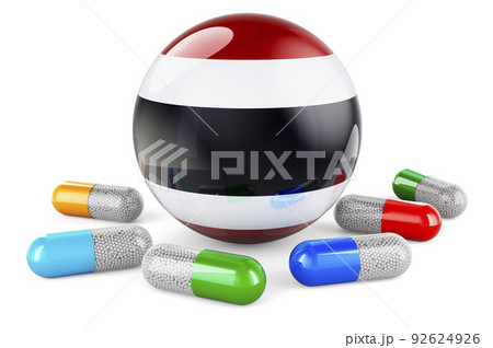Pills capsules with Thai flag. 3D rendering 92624926