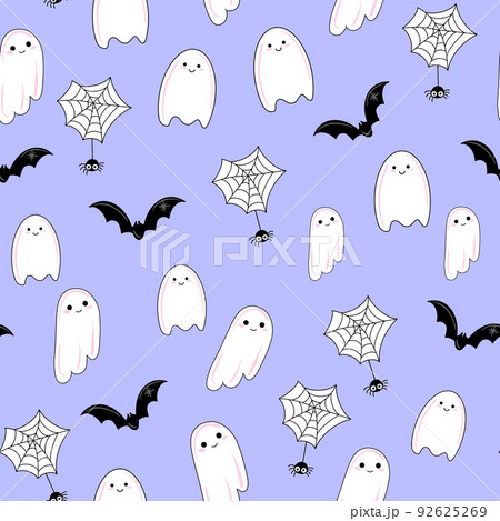 Ghost seamless pattern Halloween vector spooky scarf isolated repeat wallpaper tile background. 92625269
