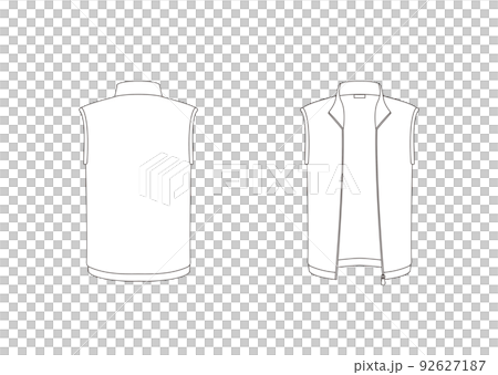 ジャンパー袖なし（ポケットあり） テンプレート 表裏　白 92627187