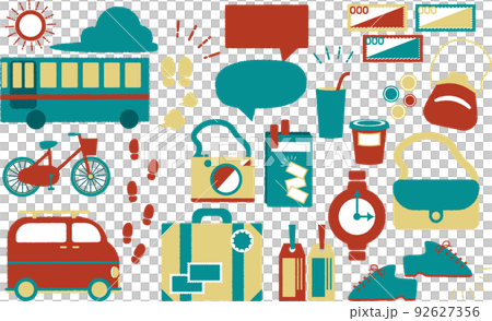 A retro material set for travel, sightseeing, and outings that feels history and art 92627356
