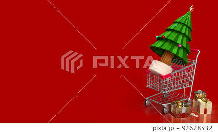 The Christmas in shopping cart for holiday marketing concept 3d rendering 92628532
