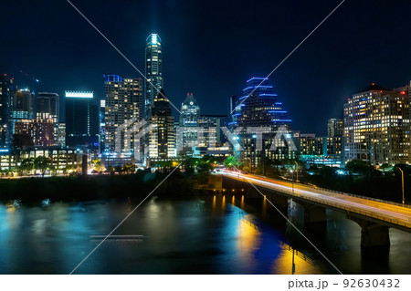 Downtown Austin Texas skyline and Colorado river 92630432