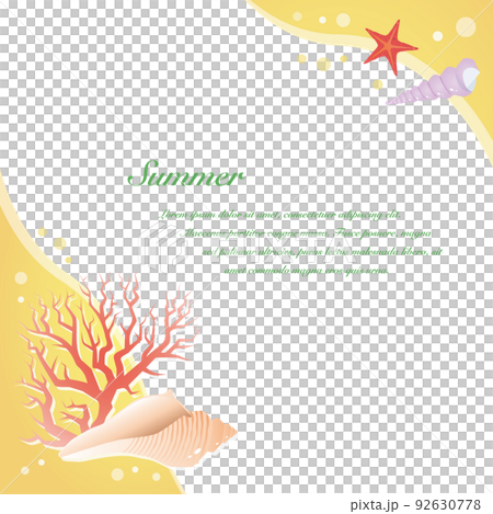 Cool yellow seashell frame square - Stock Illustration [92630778] - PIXTA