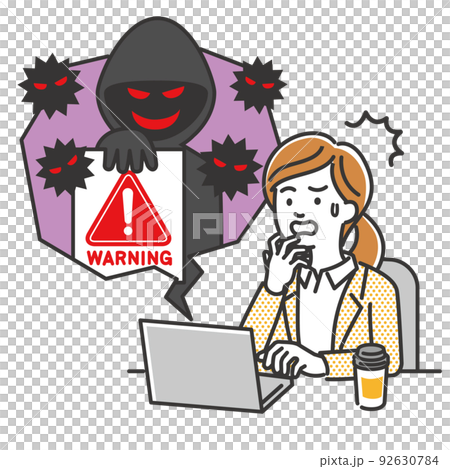 Illustration image of a female office worker who was a victim of fraud and crime using a computer Illustration image of a female office worker who was a victim of fraud and crime using a computer 92630784