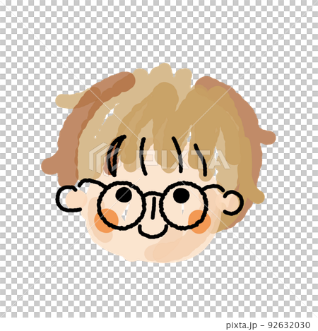 Boy's loose face icon 04 (watercolor glasses_single item 04 92632030